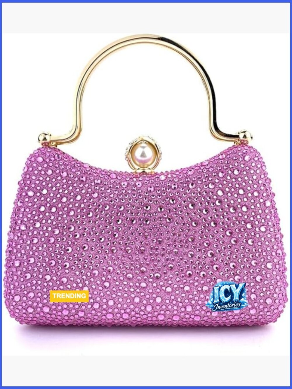 Rhinestones Evening Clutch Bag with Detachable Chain Strap